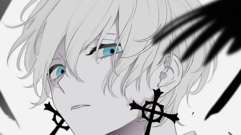 Anime nam trắng đen với ánh nhìn đầy nội tâm