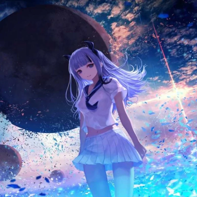 Hình ảnh anime nữ cute với nụ cười tỏa sáng rạng rỡ