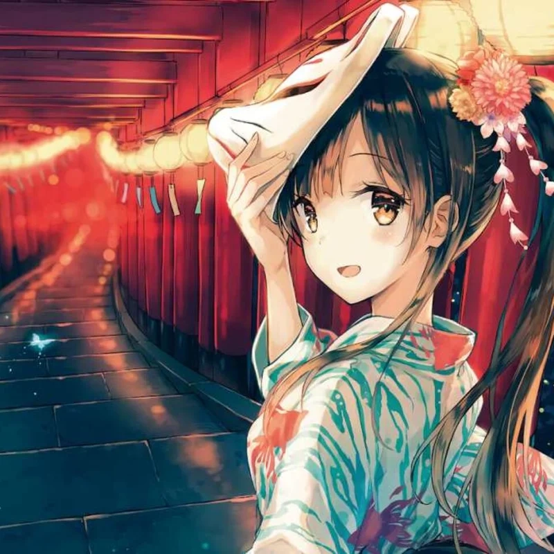 Ảnh anime nữcute dịu dàng trong khung cảnh lãng mạn