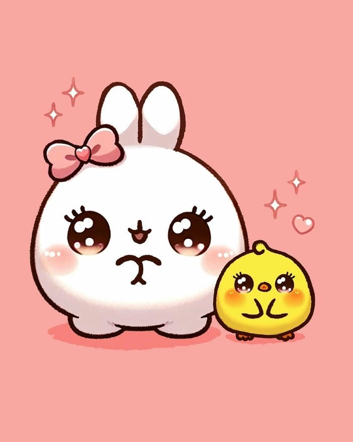 Hình ảnh con thỏ chibi cute, dễ thương đến từng chi tiết nhỏ