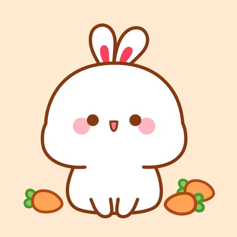 Ảnh thỏ chibi cute, mang lại cảm giác vui tươi, dễ chịu.