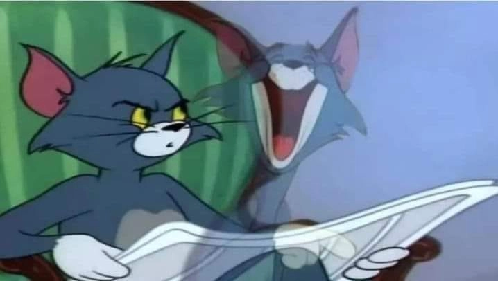 Meme mèo Tom với biểu cảm hài hước đầy thú vị