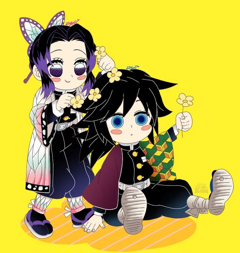 Tomioka x Shinobu chibi khoảnh khắc đáng yêu tuyệt đẹp