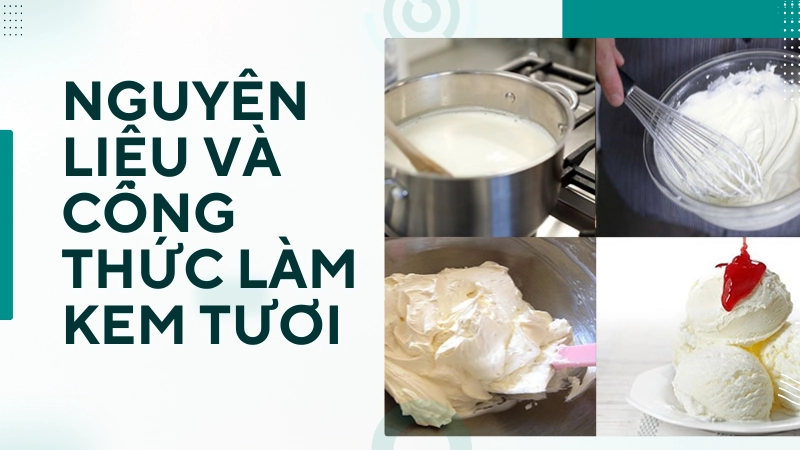 Nguyên liệu làm kem tươi tại nhà gồm whipping cream và sữa đặc có đường