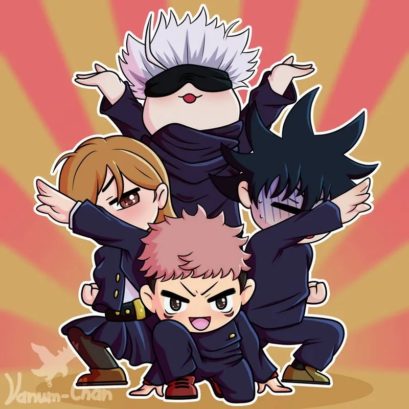 Jujutsu kaisen Gojo chibi PNG tiện dùng làm avatar hoặc thiết kế.