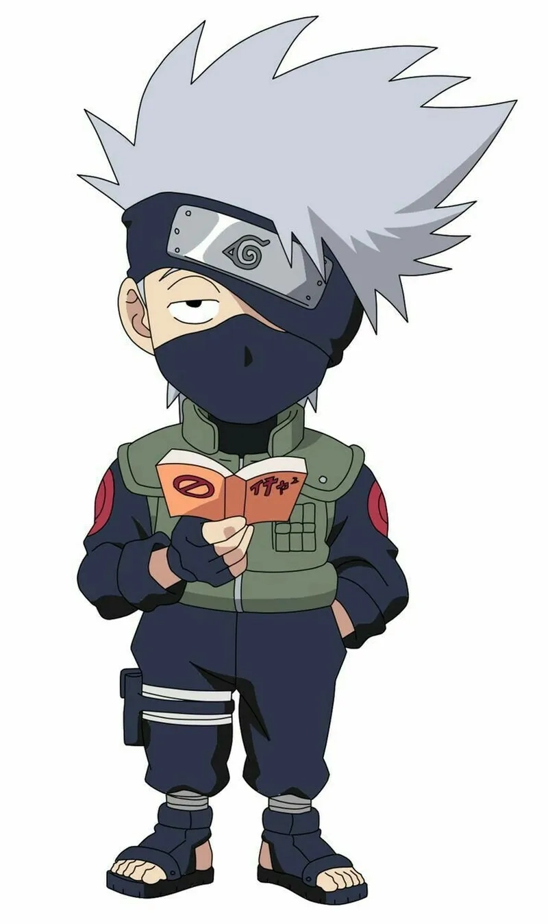 Chibi Kakashi Hatake mang phong cách dễ thương và gần gũi.