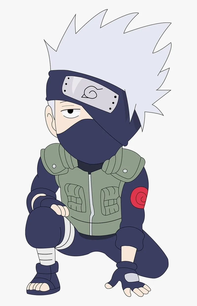 Anime chibi Kakashi mang nét dễ thương pha chút ngầu.
