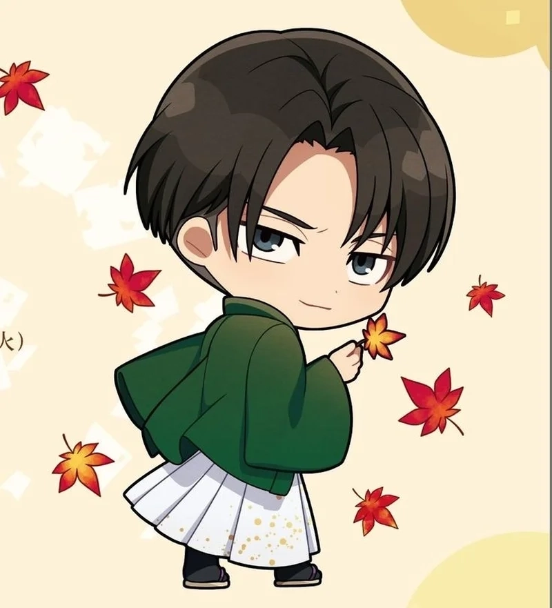 Chibi Levi Ackerman vẫn giữ nét ngầu quen thuộc.