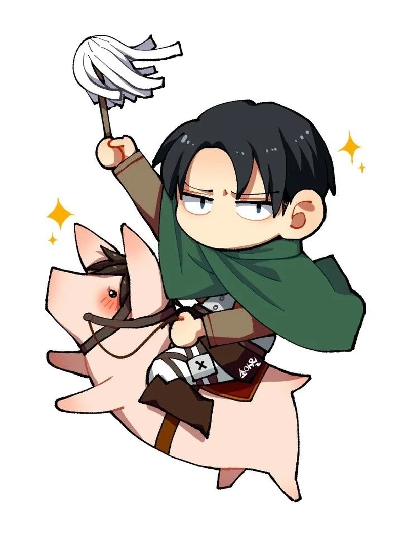 Anime chibi Levi thể hiện nhân vật theo phong cách vui nhộn.
