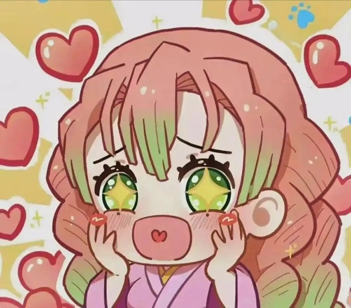 Hình Mitsuri chibi thể hiện nét nữ tính đặc trưng.