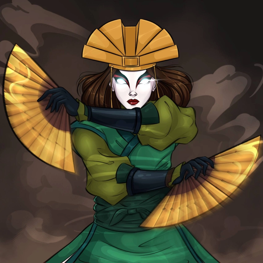 Kyoshi Avatar comic thể hiện Kyoshi qua nét vẽ đặc trưng.