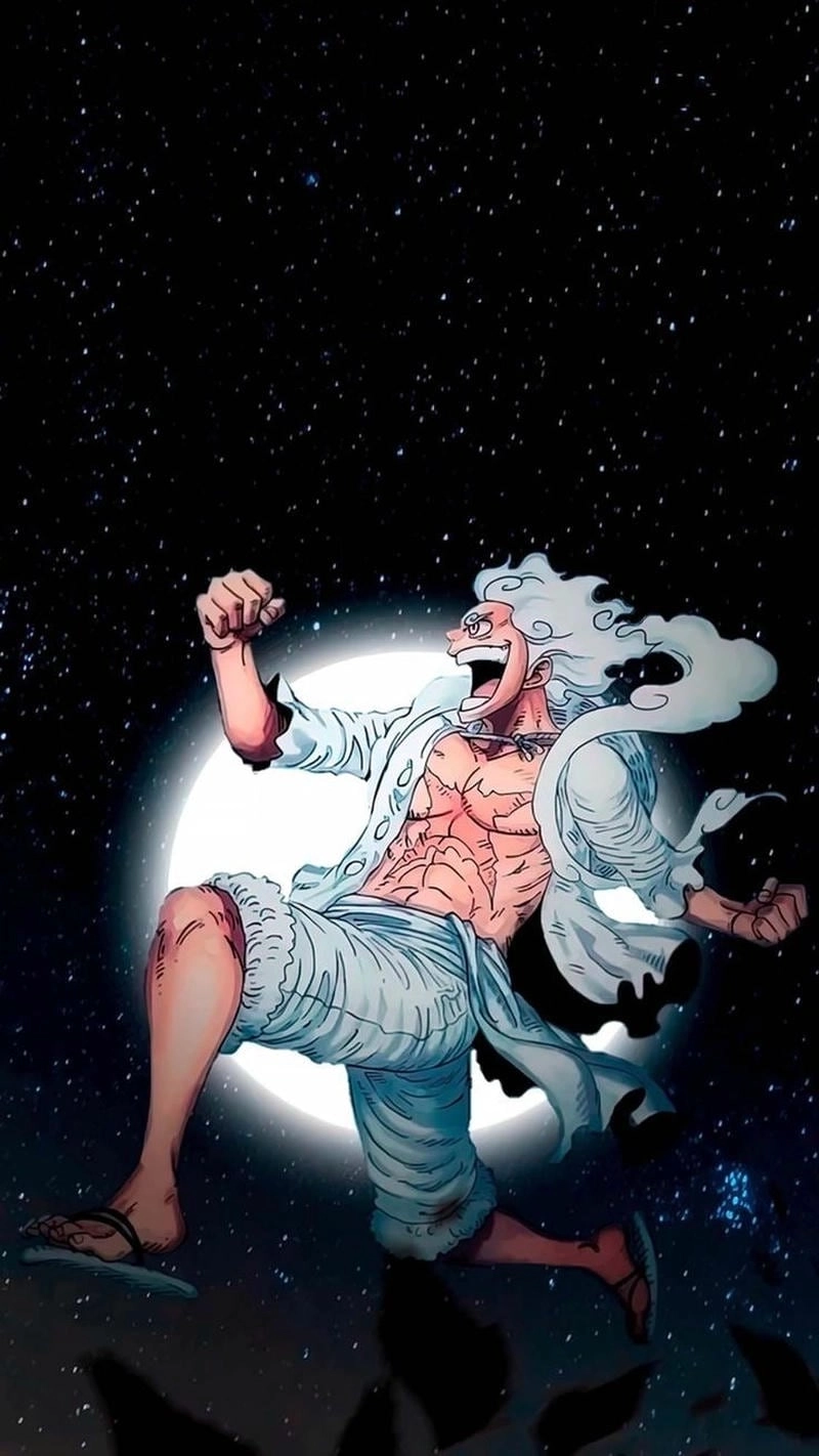 Sự lột xác ngoại hình đầy ấn tượng với tông màu trắng chủ đạo của gear 5 luffy.